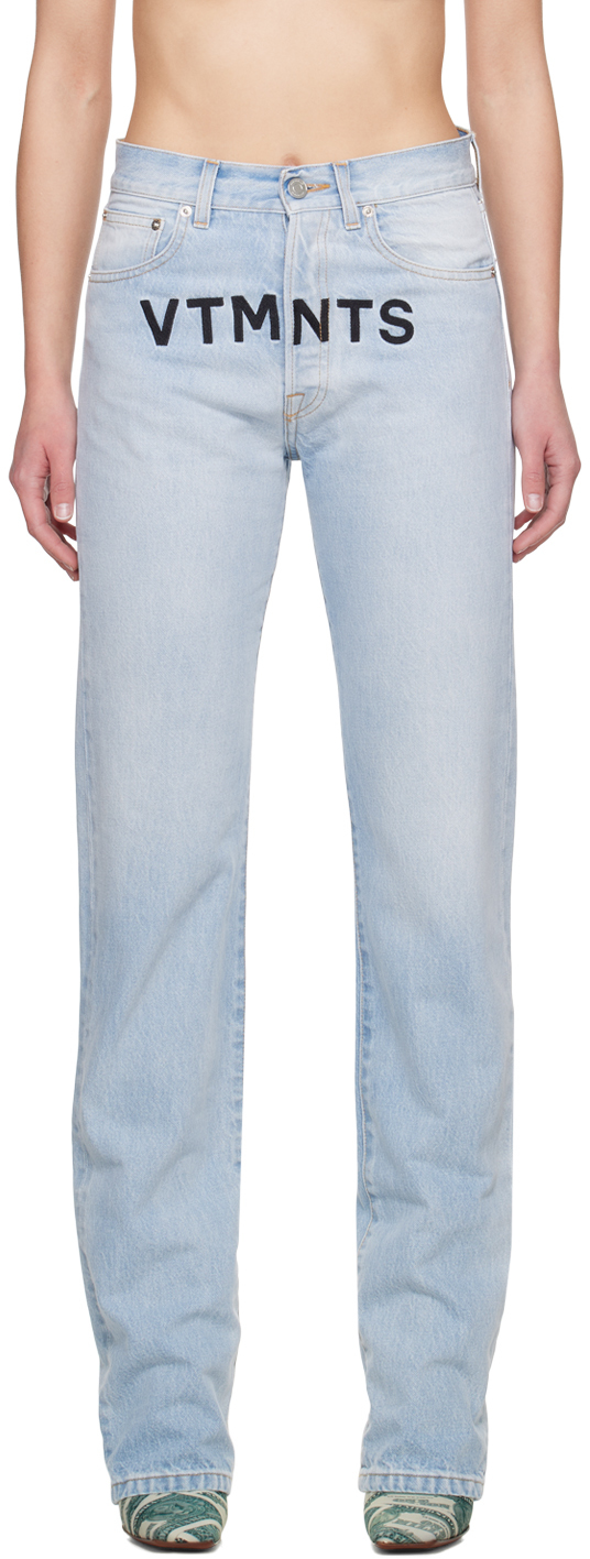 Vtmnts Blue Embroidered Jeans In Light Blue