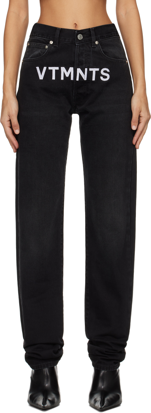 Vtmnts Black Embroidered Jeans In Black / White