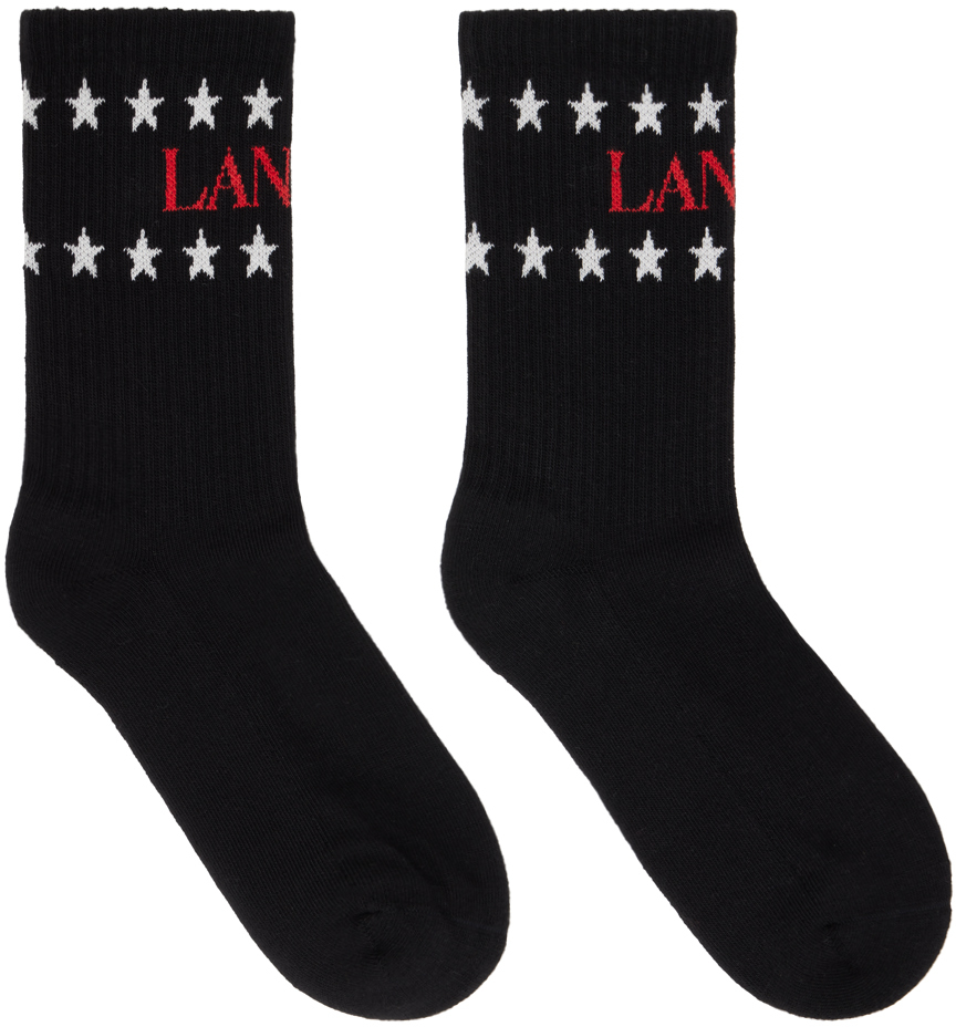 Lanvin Black Future Edition Stars Socks In Black/red