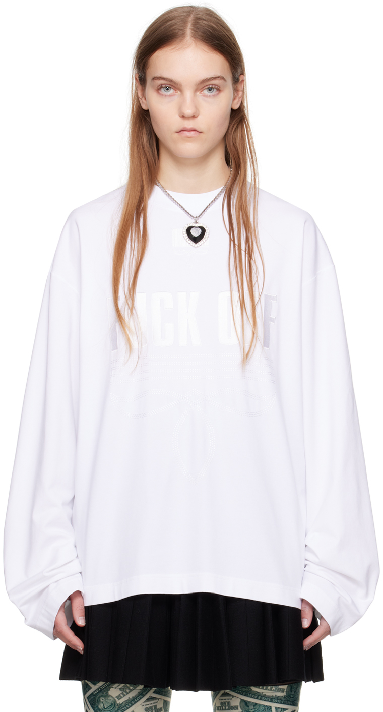Vtmnts White Embroidered Long Sleeve T-shirt