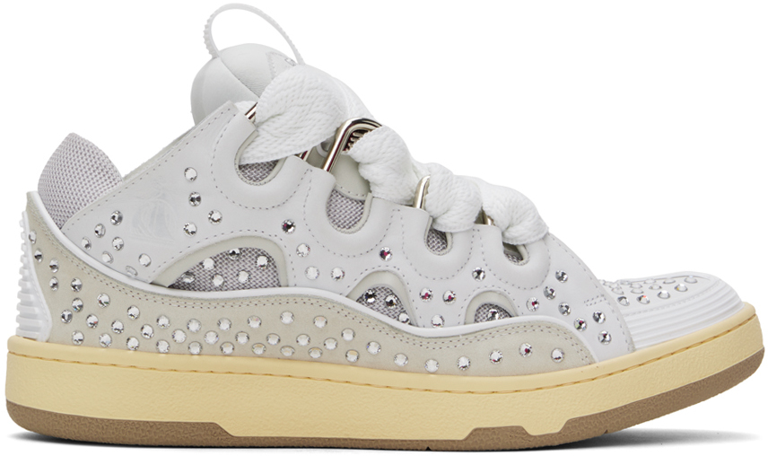 Shop Lanvin White Curb Sneakers In 041 Moon