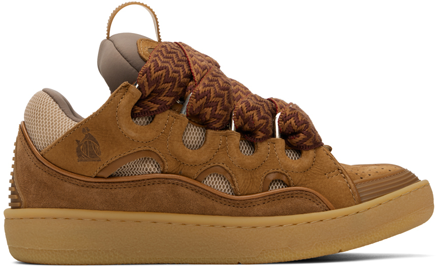 Lanvin: Tan Leather Curb Sneakers | SSENSE