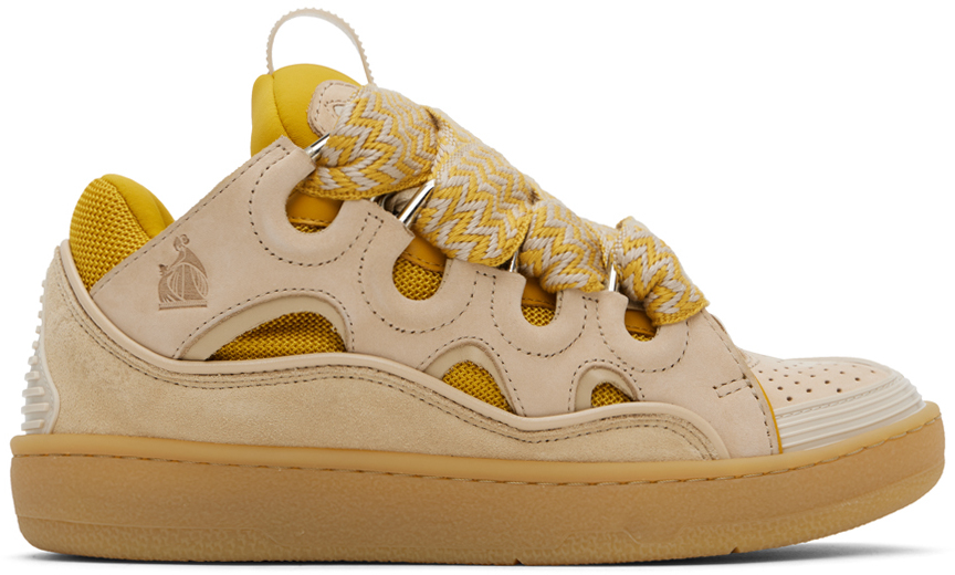 Lanvin SSENSE Exclusive Beige & Yellow Curb Sneakers