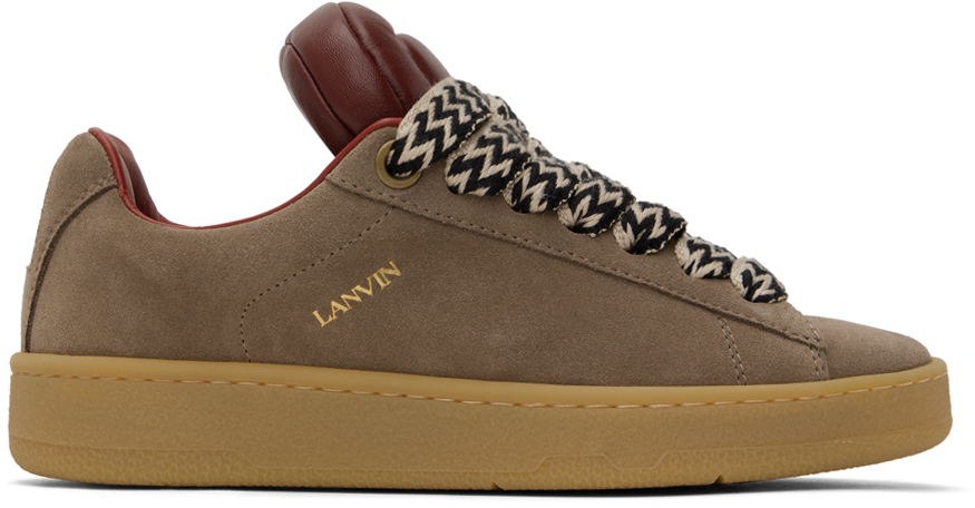 Shop Lanvin Taupe & Burgundy Future Edition Hyper Curb Sneakers In Taupe/red