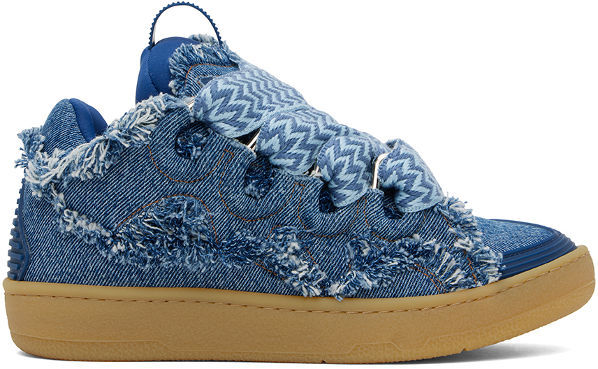 Blue Curb Denim Sneakers by Lanvin on Sale