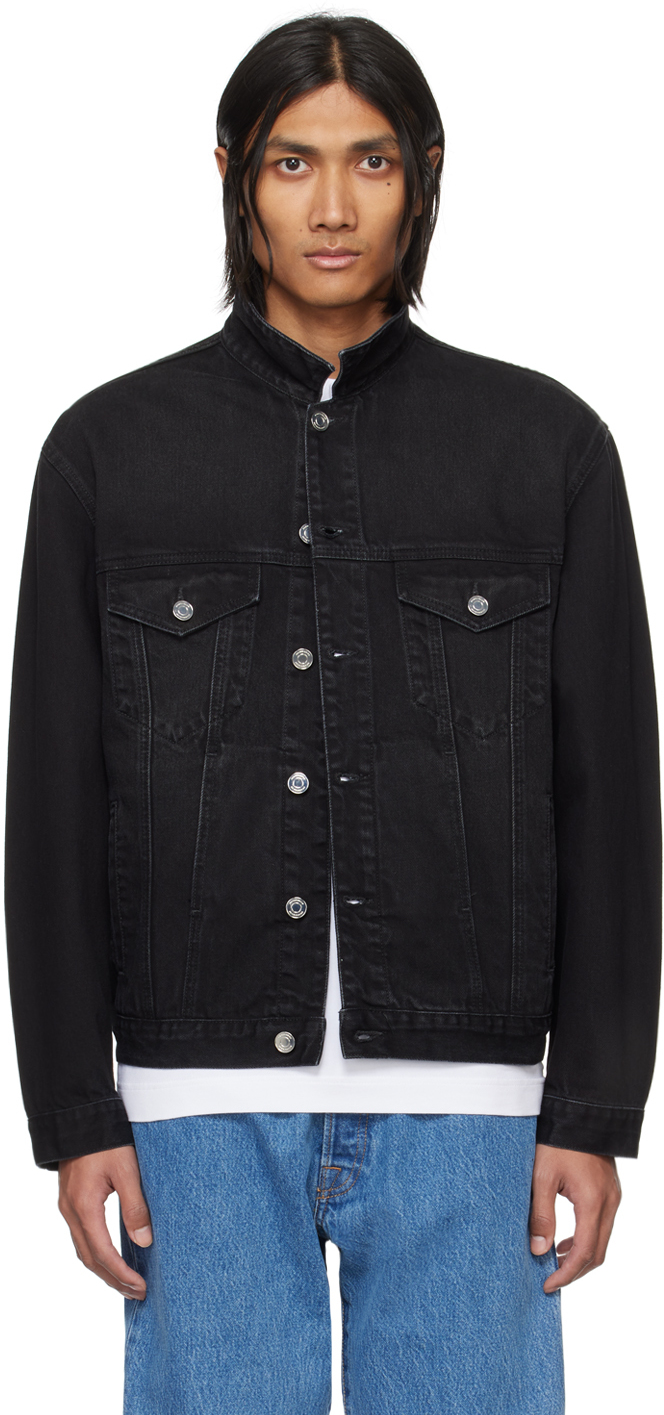 Vtmnts Black Embroidered Denim Jacket In Black / White