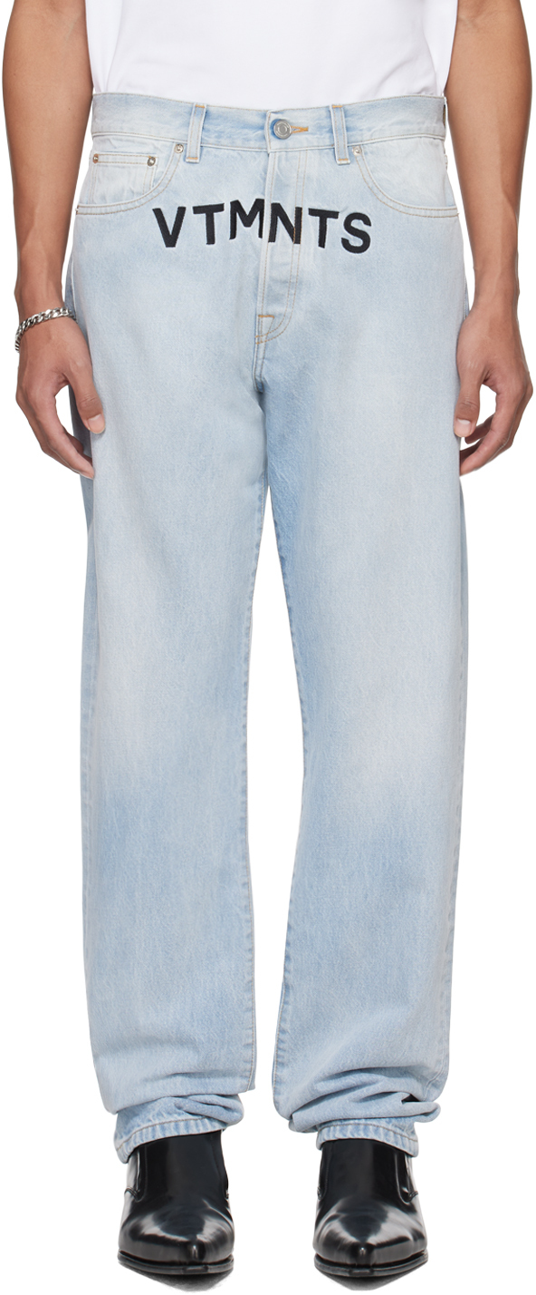Vtmnts Blue Embroidered Jeans In Light Blue