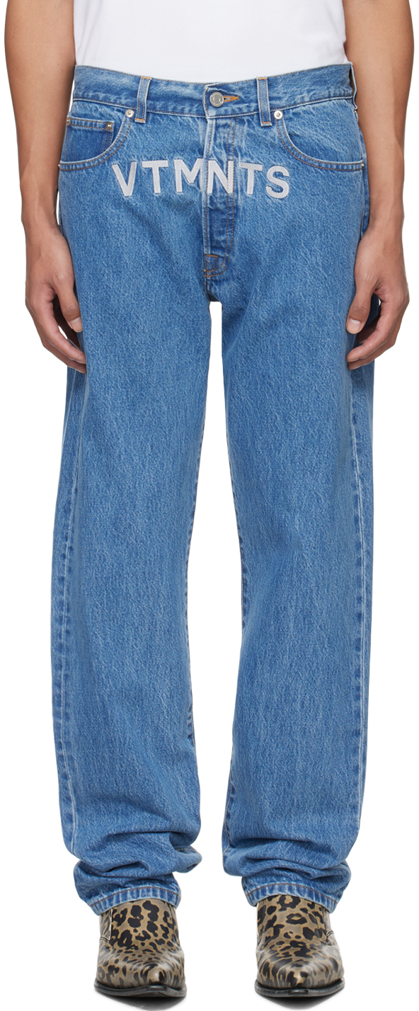 Vtmnts Blue Embroidered Jeans