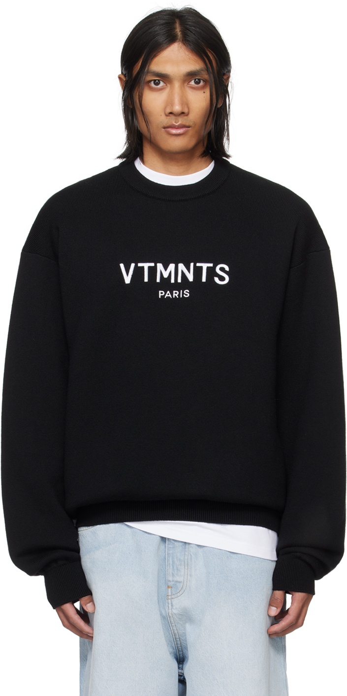 Vtmnts Black Embroidered Sweater In Black / White