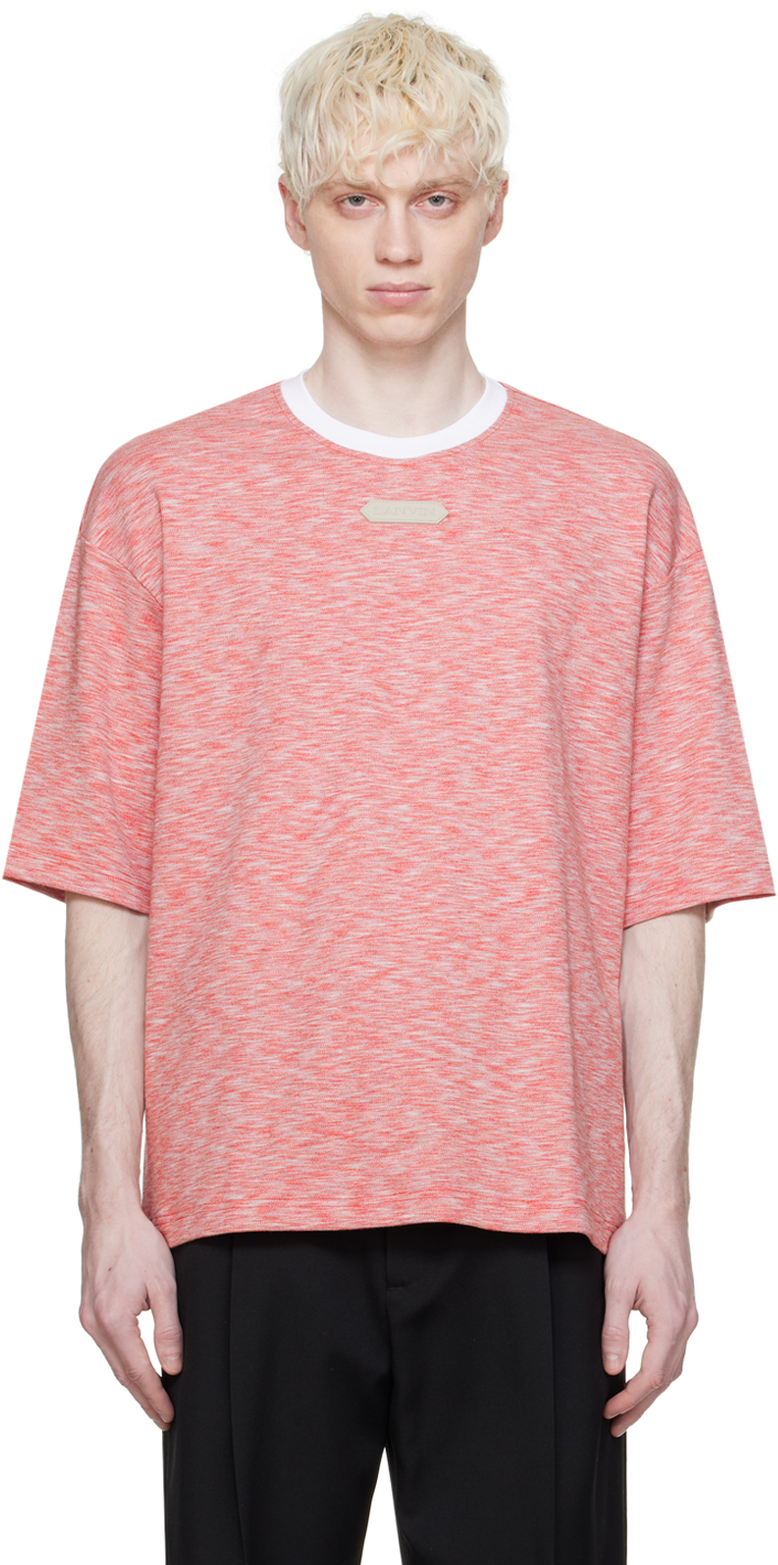 Lanvin Red Heathered-effect T-shirt In 340 Flame