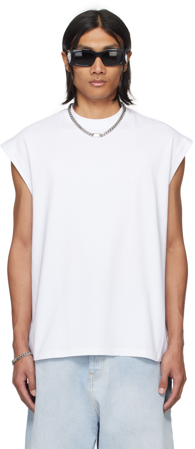 Vtmnts White Embroidered Tank Top