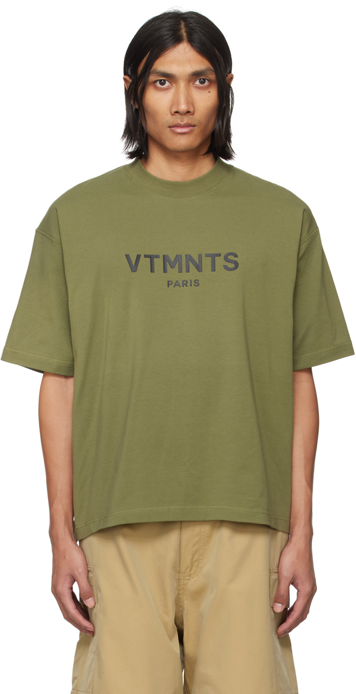 Vtmnts Green Printed T-shirt In Olive