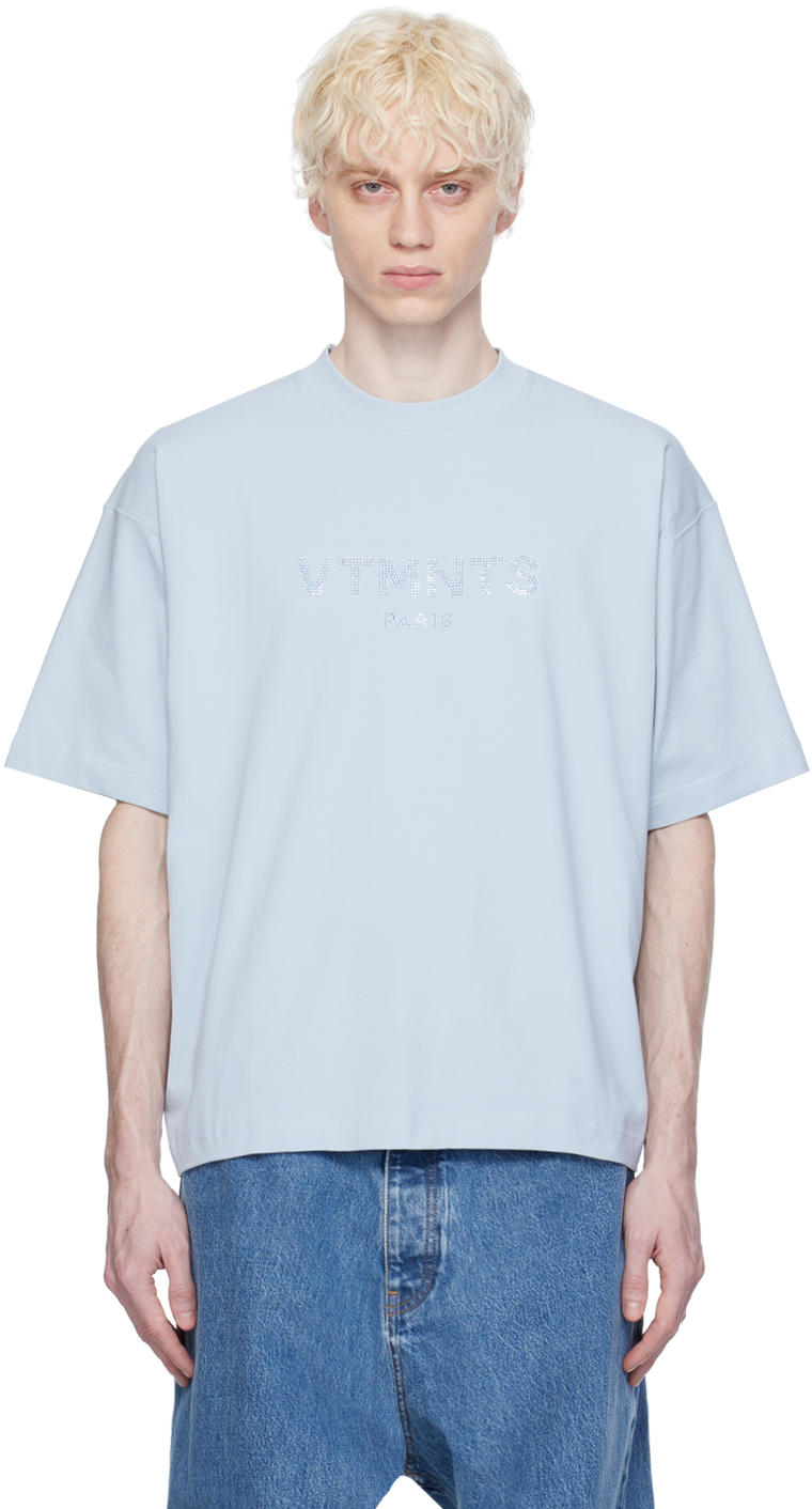 Vtmnts Blue Crystal T-shirt In Light Blue
