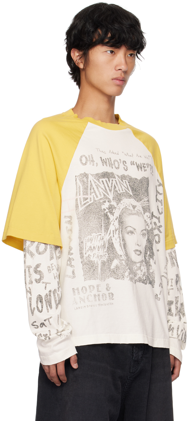 Lanvin White & Yellow Future Edition Print Long Sleeve T