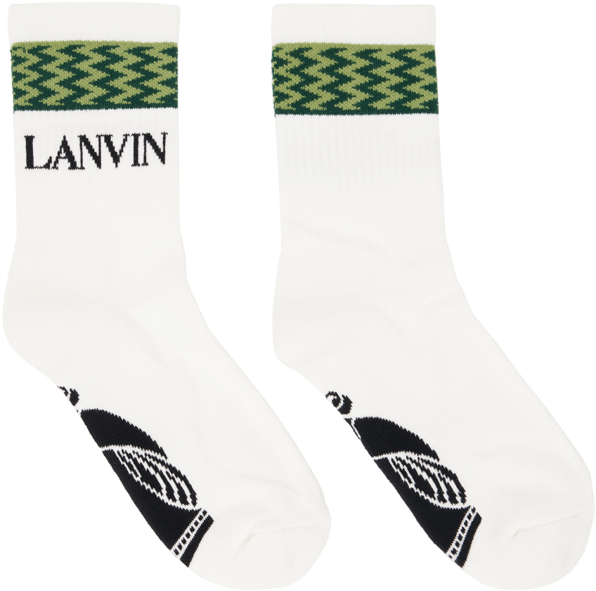 Lanvin White Curb Socks In 4477 Absinthe/bottle