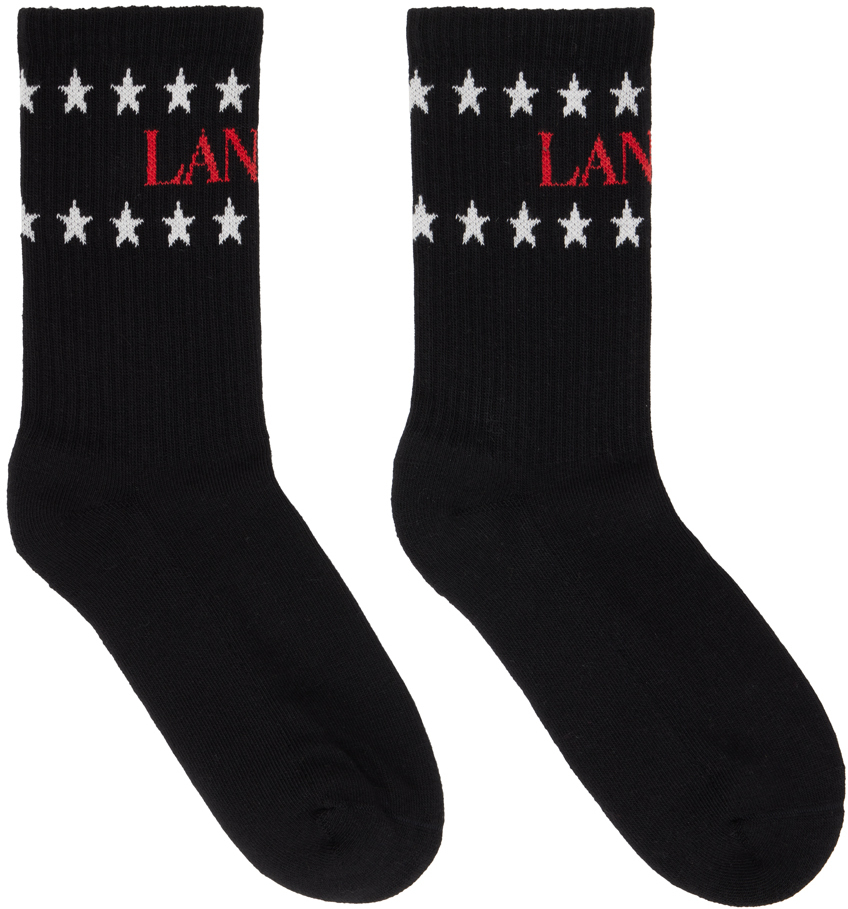 Lanvin Black Future Edition Stars Socks In Black/red 1030