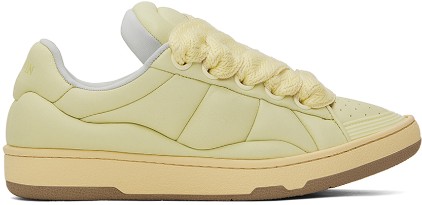 Shop Lanvin Yellow Curb Xl Leather Sneakers In 882 Chamomile