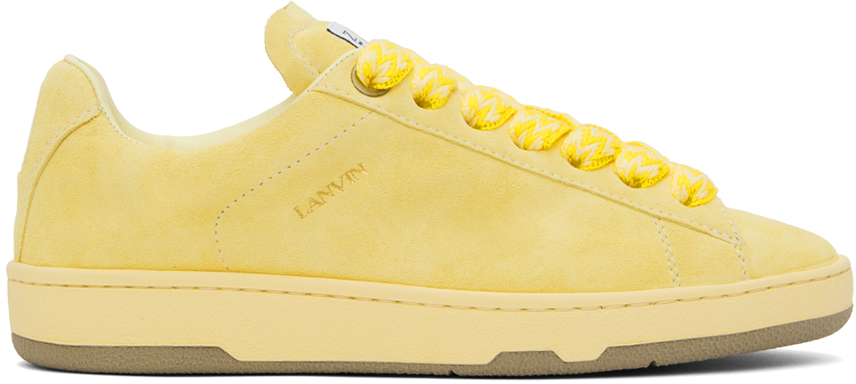 Lanvin Yellow Suede Curb Lite Trainers In 882 Chamomile