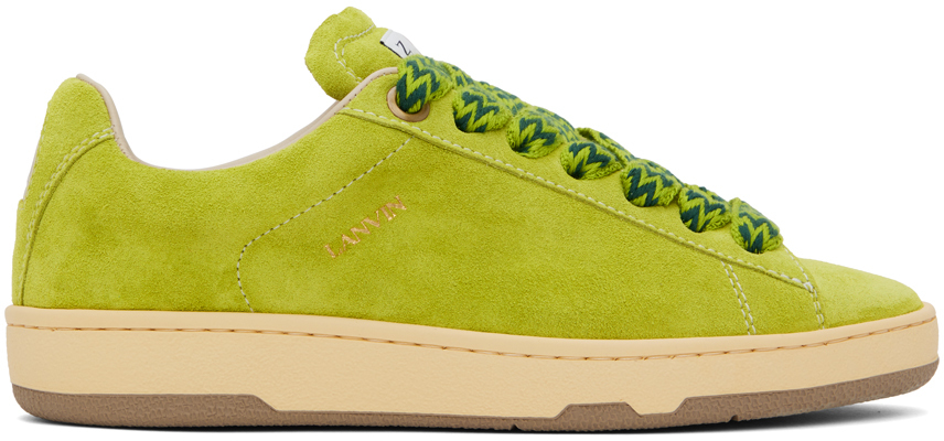 Lanvin Green Suede Curb Lite Trainers In 432 Absinth Green