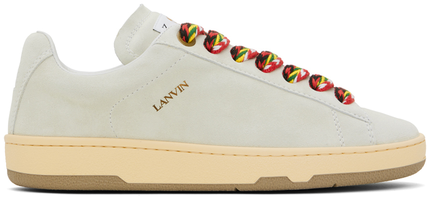 Shop Lanvin White Suede Curb Lite Sneakers In 00 White