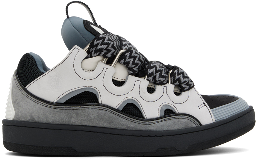 Lanvin: Gray Leather Curb Sneakers | SSENSE Canada