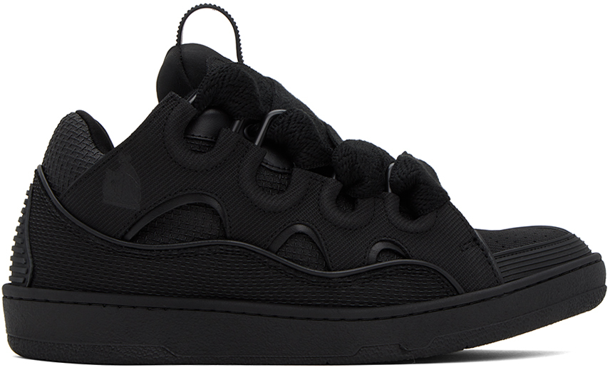 Shop Lanvin Black Curb Sneakers In 10 Black