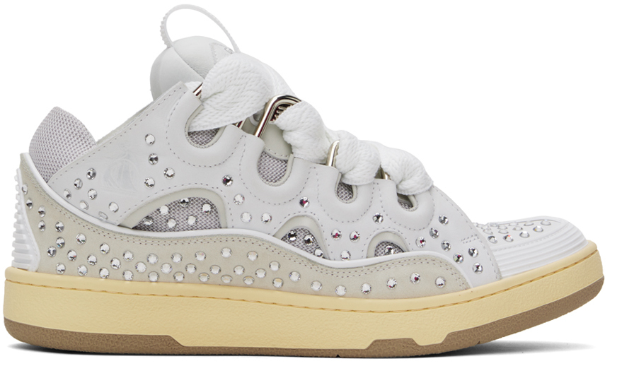 White Curb Sneakers by Lanvin on Sale