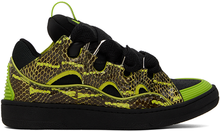 Shop Lanvin Green & Black Curb Sneakers In 4010 Green/black