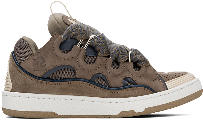 SSENSE Exclusive Taupe Leather Curb Sneakers