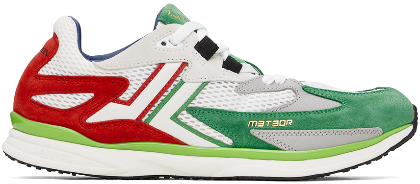 Shop Lanvin Multicolor Meteor Sneakers In 0040 White/green