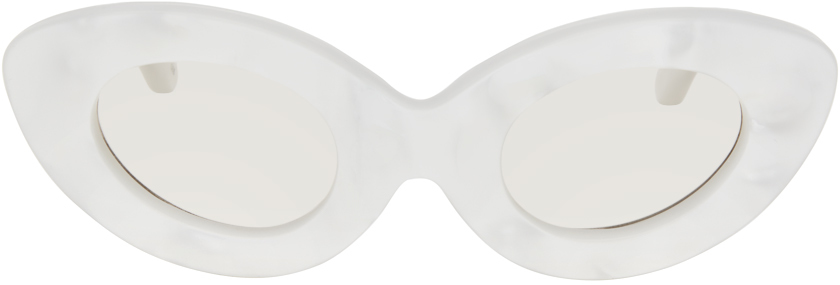 Shop Erl Off-white Betty Sunglasses In Mother Of Pearl 2