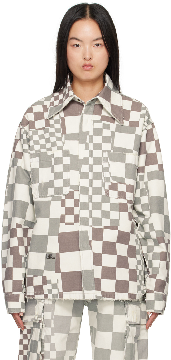 Shop Erl Gray Check Jacket In Checker 1