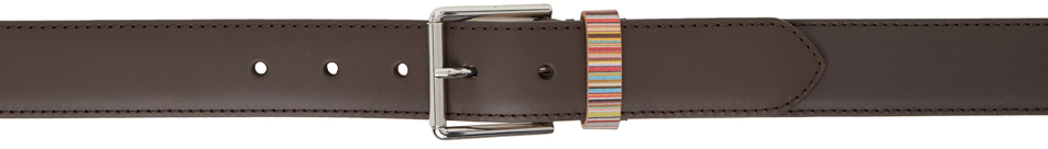 Shop Paul Smith Brown Leather Signature Stripe Keeper Belt In 66 Browns