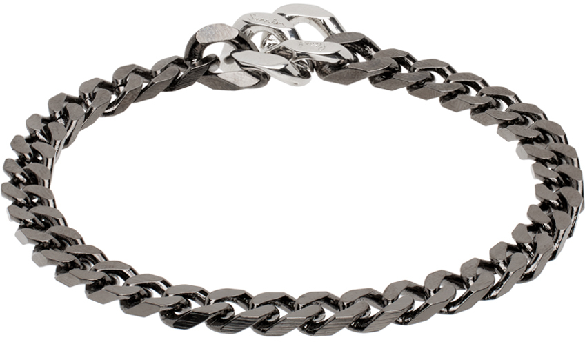Shop Paul Smith Gunmetal Curb Chain Bracelet In 79 Blacks