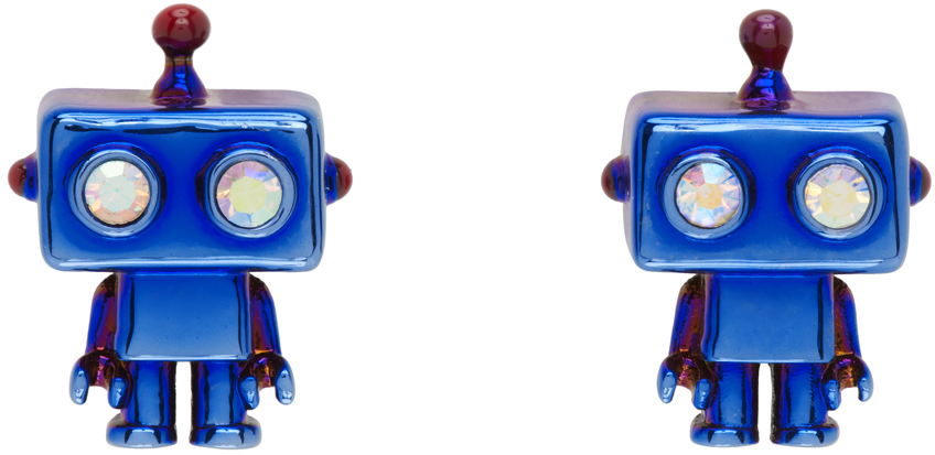 Shop Paul Smith Blue Robot Cuff Links In 41 Blues