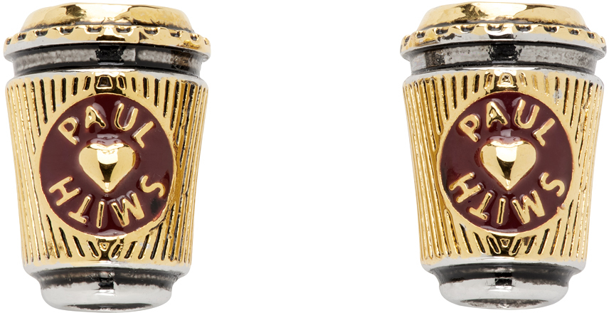 Shop Paul Smith Gold & Silver Coffee Cup Cuff Links In 83 Metallics