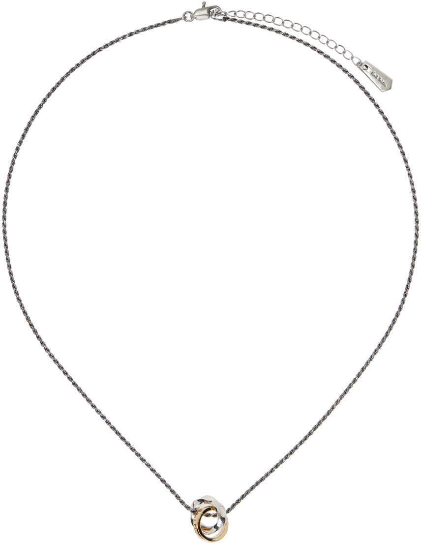Shop Paul Smith Gunmetal Double Ring Necklace In 82 Metallics