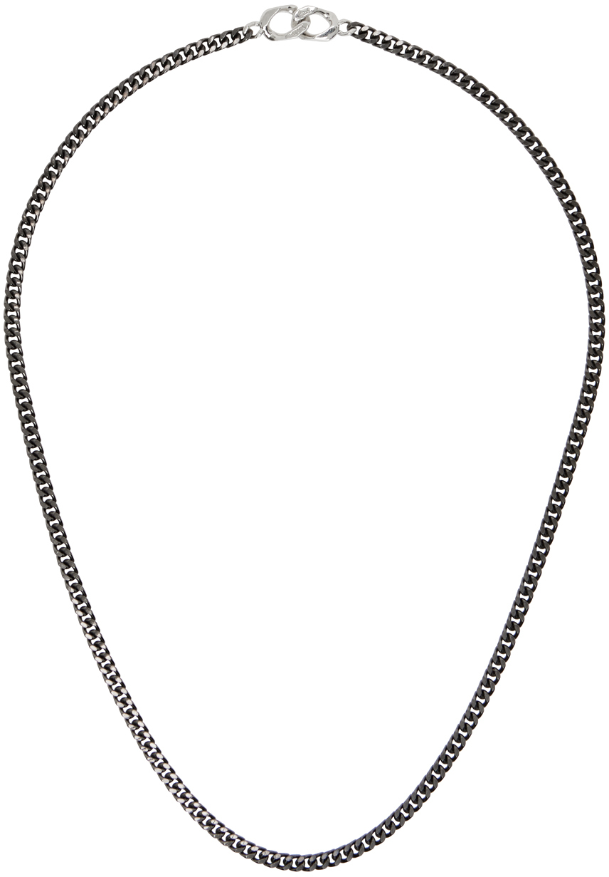 Shop Paul Smith Gunmetal Curb Chain Necklace In 79 Blacks