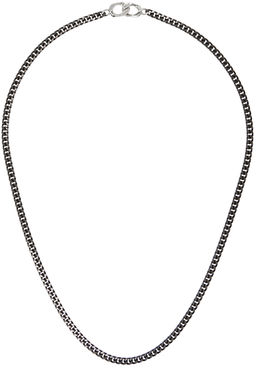 Gunmetal Curb Chain Necklace by Paul Smith on Sale