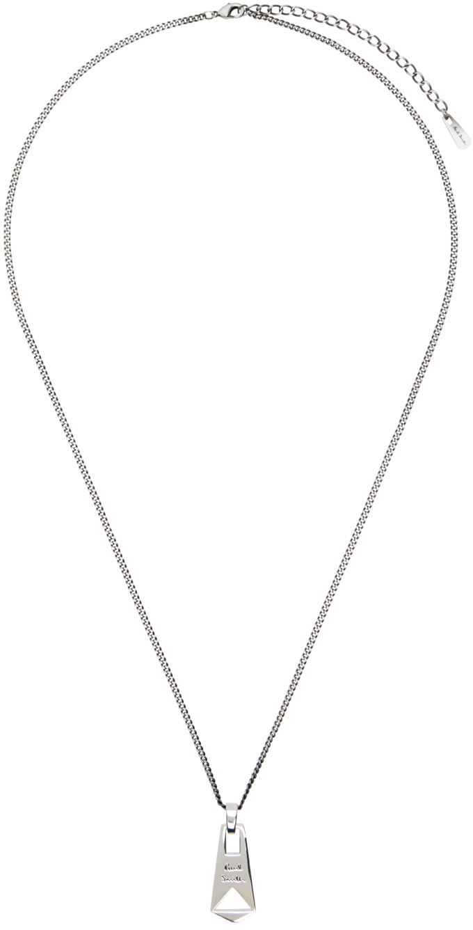 Shop Paul Smith Silver Zip Necklace In 82 Metallics