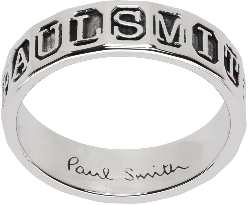 Shop Paul Smith Silver Stamp Ring In 82 Metallics
