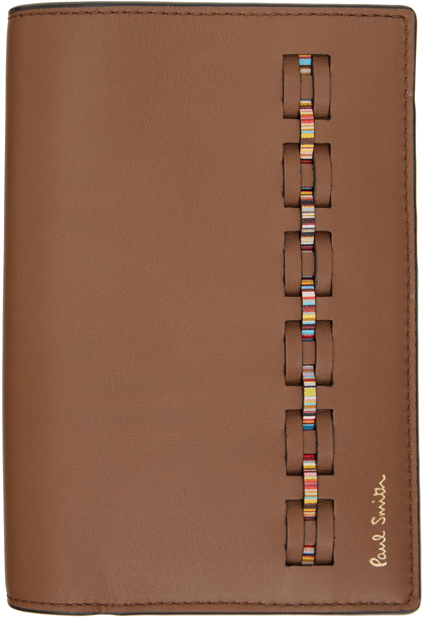 Shop Paul Smith Brown Woven Front Passport Holder In 62 Browns