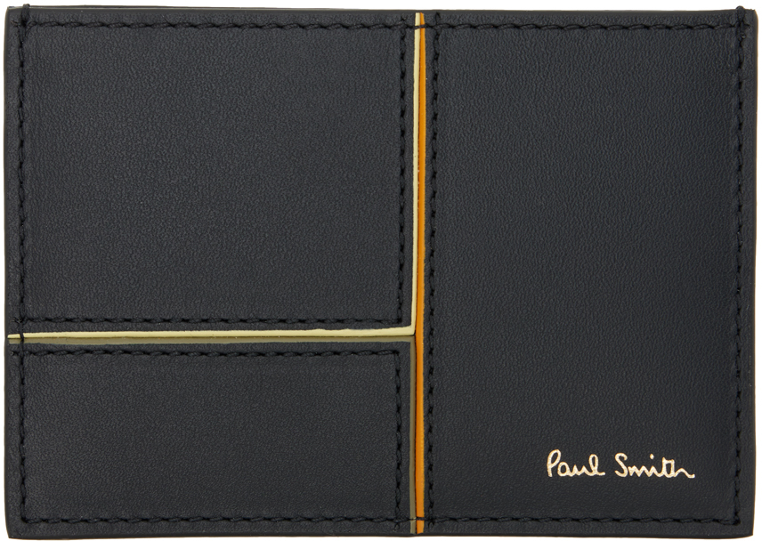 Shop Paul Smith Black Paneled Leather Card Holder In 79 Blacks