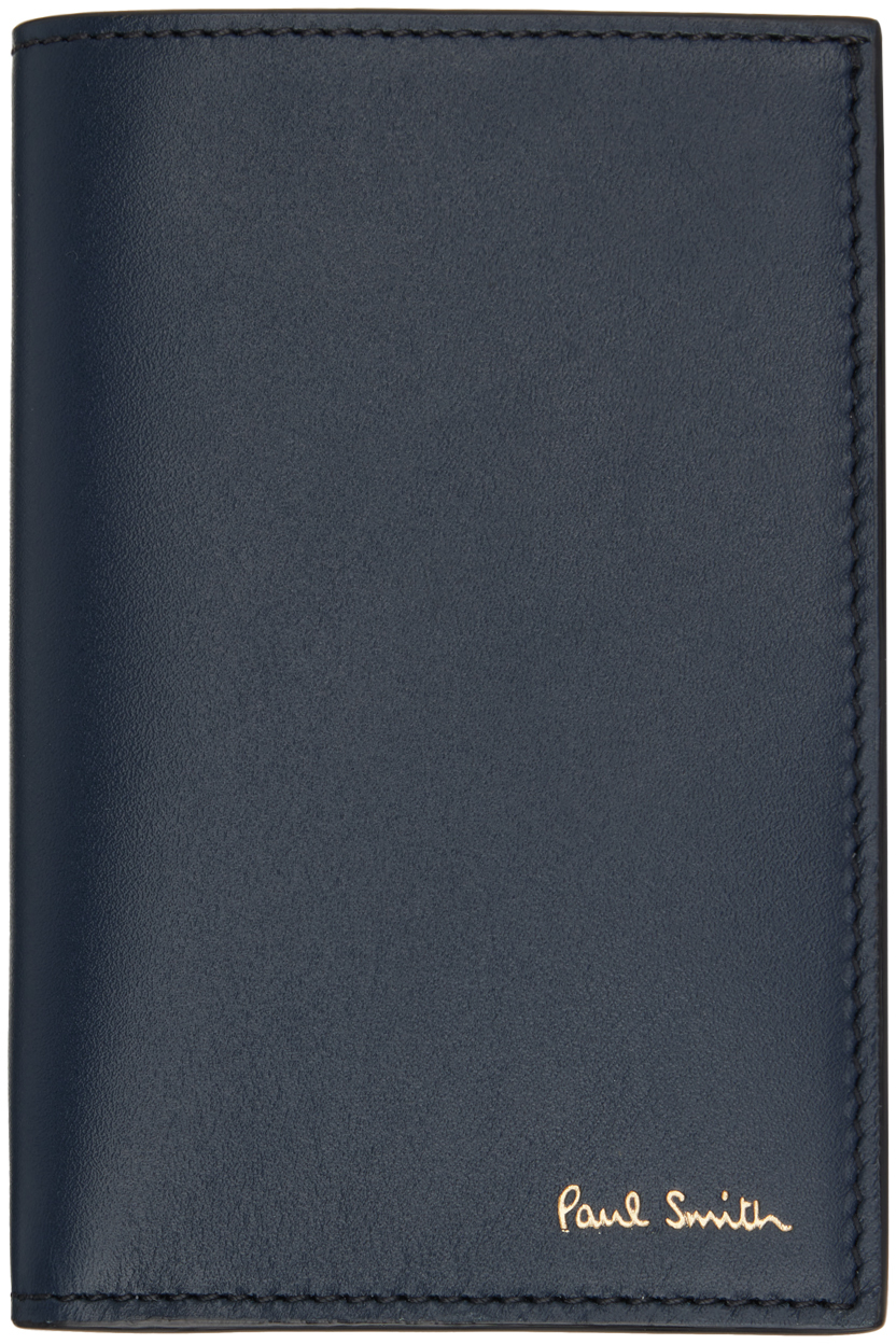Shop Paul Smith Navy Signature Stripe Credit Card Wallet In 43 Blues