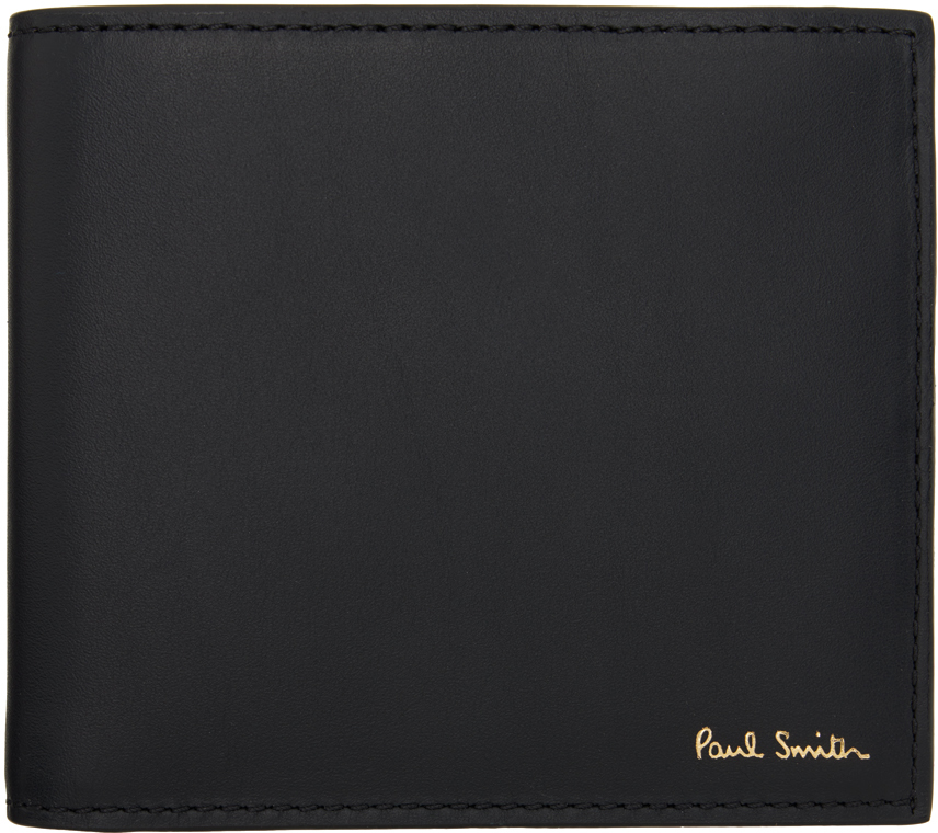 Black Leather 'Signature Stripe' Interior Billfold Wallet