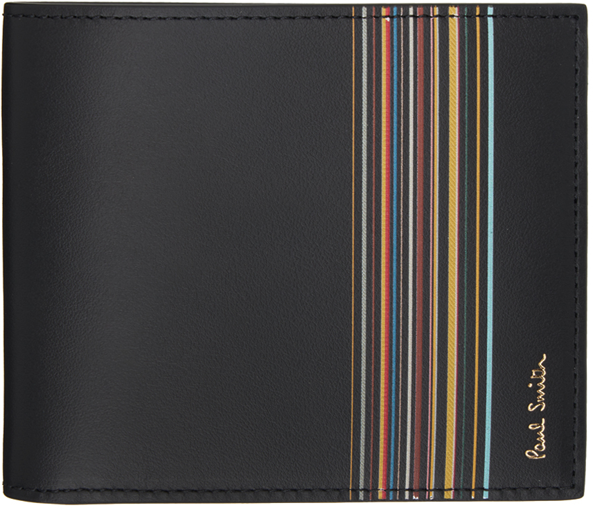 Paul Smith Black Signature Stripe Block Wallet In 79 Blacks