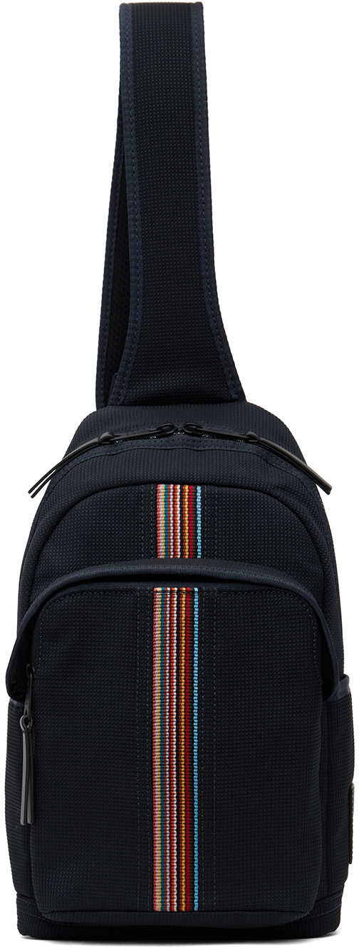 Paul Smith Navy Striped Sling Bag In 47 Blues