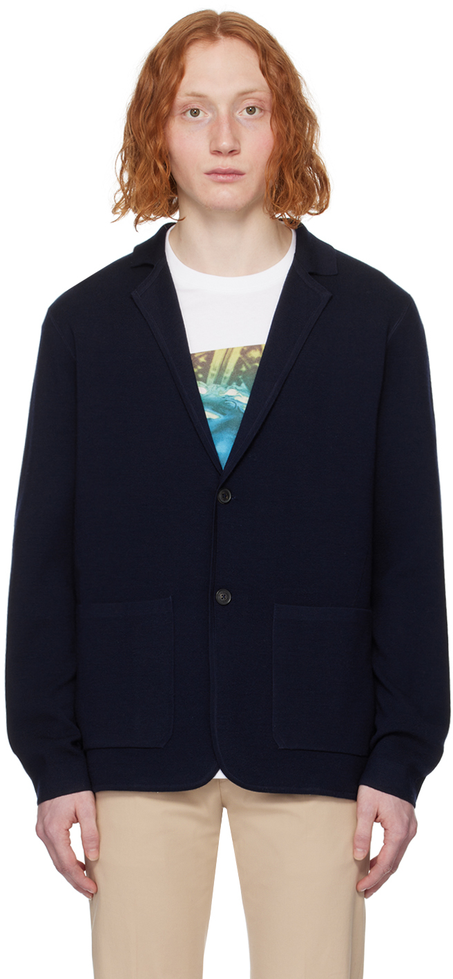 Shop Paul Smith Navy Notched Lapel Jacket In 49 Blues