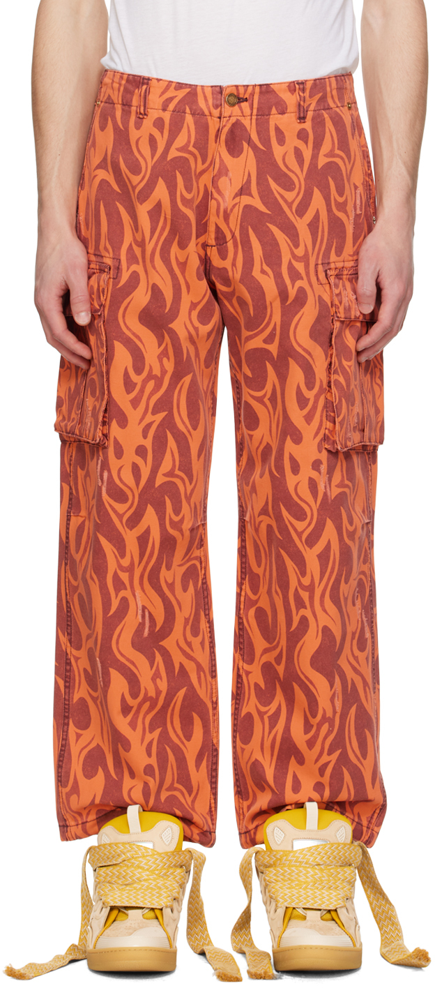 Orange Graphic Cargo Pants