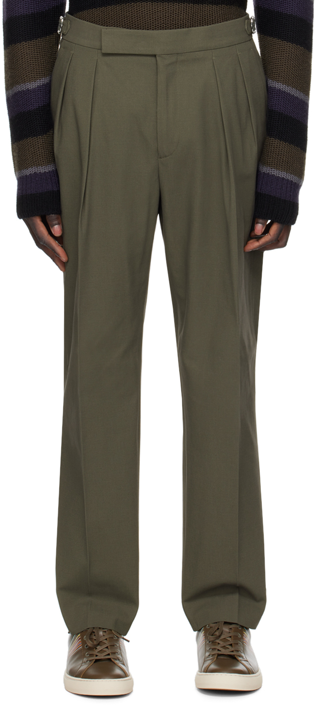 Shop Paul Smith Green Pleated Trousers In 35 Greens